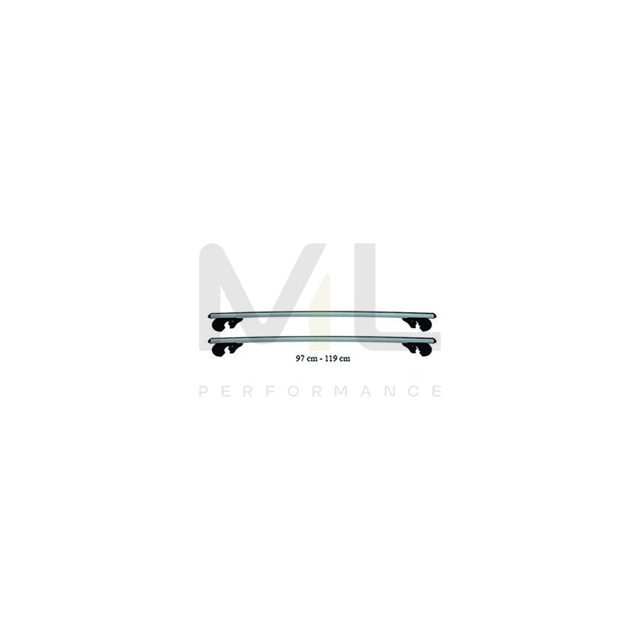 RUUUD CROSSB-L Roof bars for open roof rails, 97-119 cm, 75 kg, ABS (Acrylonitrile-Butadiene-Styrene Copolymerisate), Aluminium