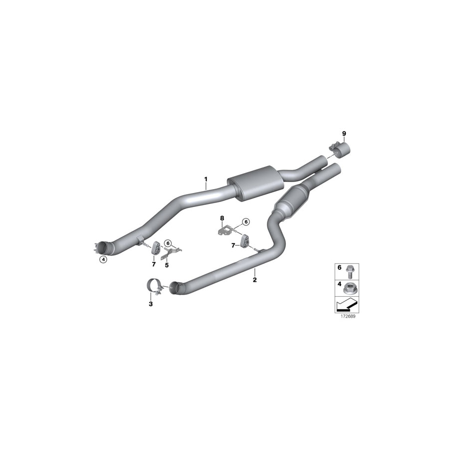 Genuine BMW 18307580717 E71 E72 Center Muffler ZYL. 5-8 (Inc. X6 50iX & Hybrid X6)