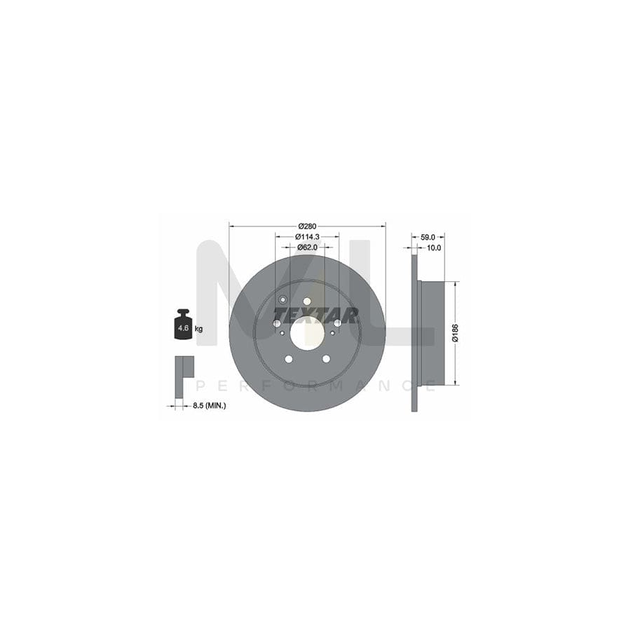 TEXTAR 92168100 Brake Disc for TOYOTA AVENSIS Solid, without wheel hub, without wheel studs  - 1 piece