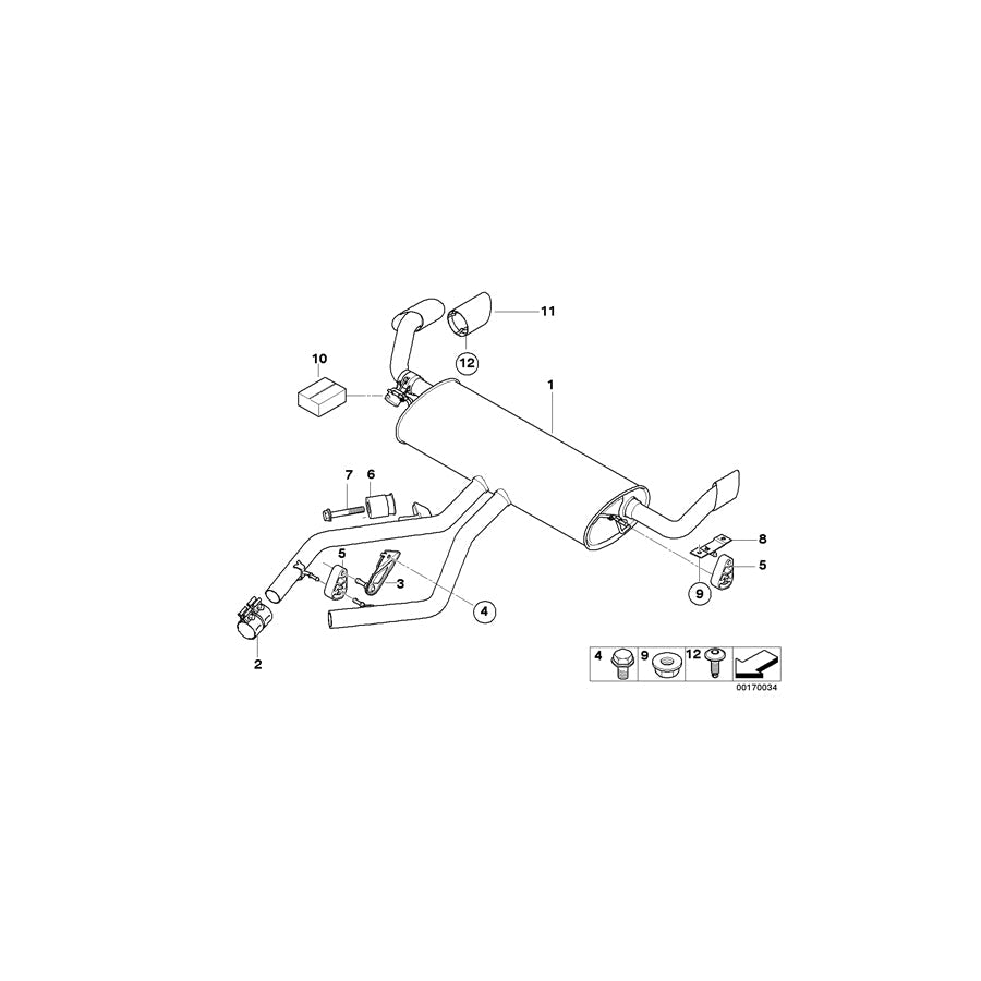 Genuine BMW 18307576340 E71 Rear Muffler (Inc. X6 35iX)