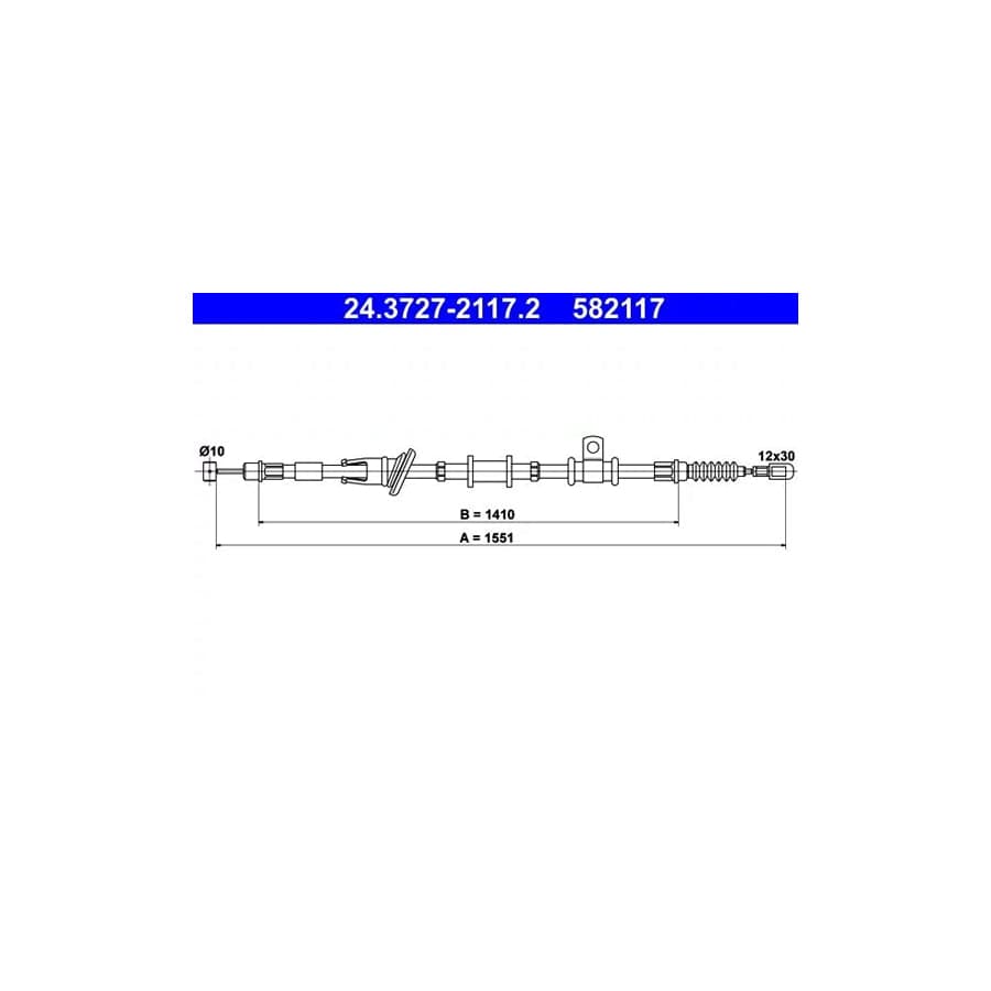 ATE 24.3727-2117.2 Hand Brake Cable for Mitsubishi Space Star (Dg_A)