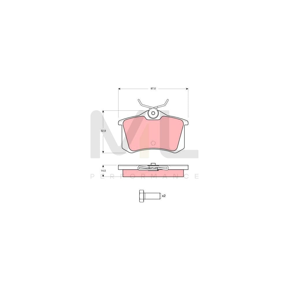 TRW Gdb1073 Brake Pad Set Not Prepared For Wear Indicator, With Brake Caliper Screws, With Accessories