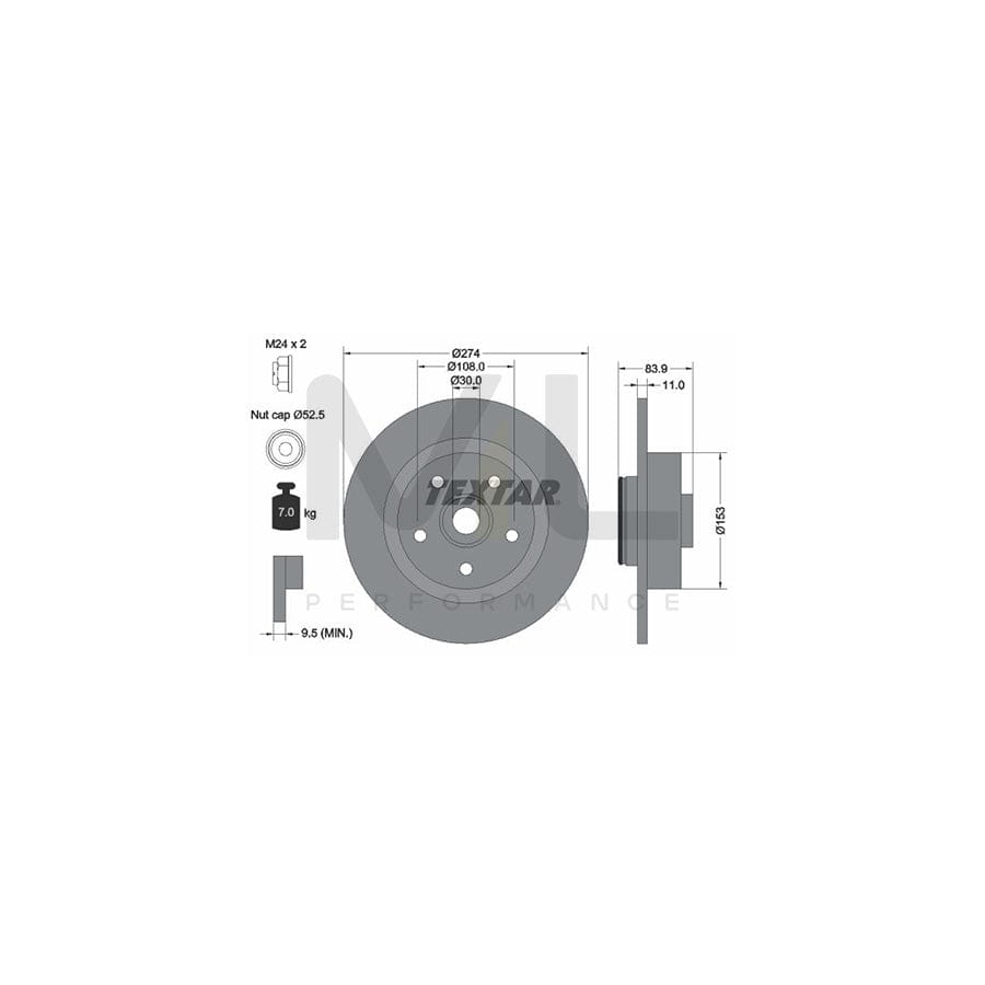 TEXTAR PRO 92142203 Brake Disc Solid, Coated, with integrated magnetic sensor ring, with wheel bearing, without wheel studs  - 1 piece