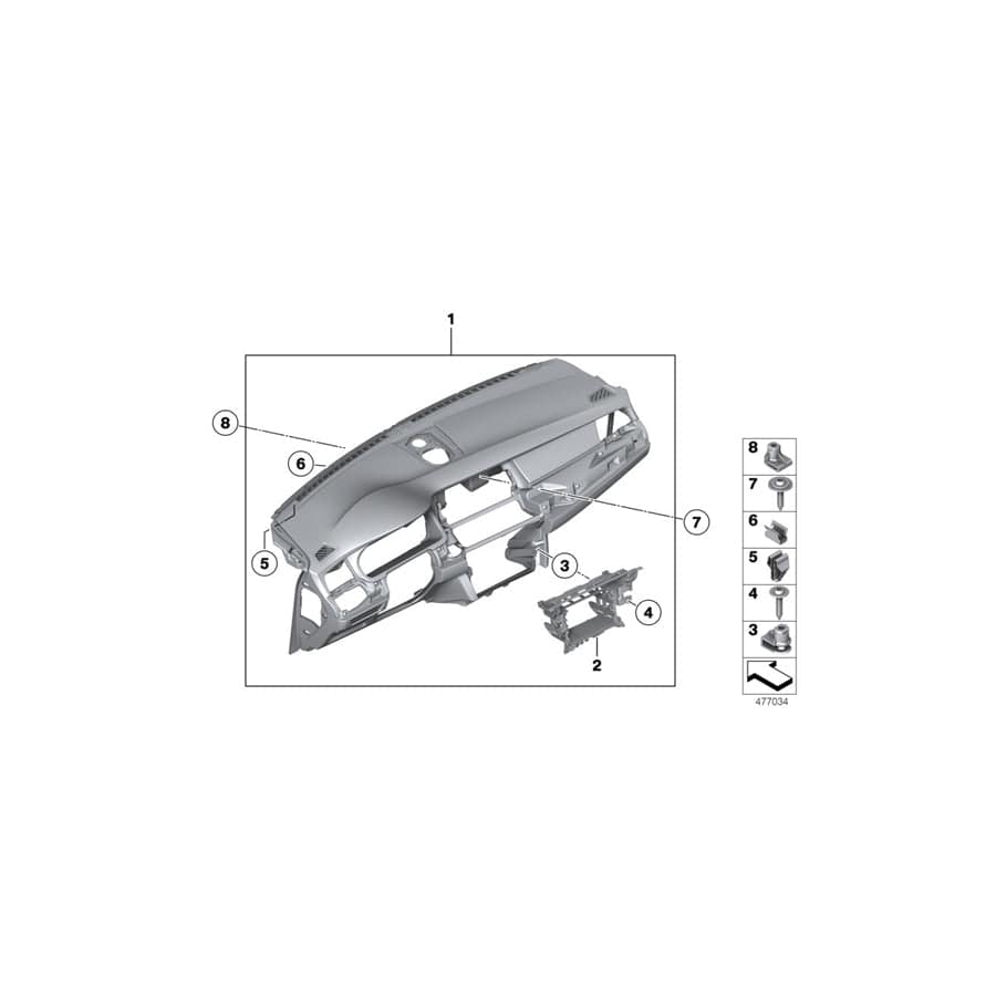 Genuine BMW 51459199047 F07 Trim Panel Dashboard EVERESTGRAU (Inc. 520d, 530d & 535d)