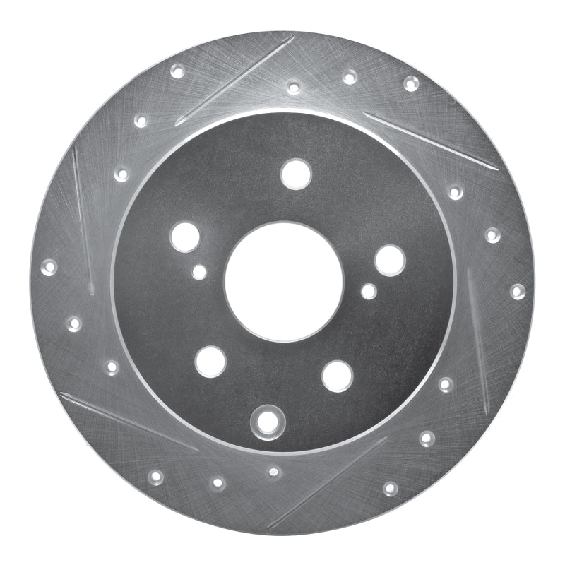 R1 Concepts R1 06-18 Lexus HS250H Rear Left Drilled & Slotted Silver Brake Rotor