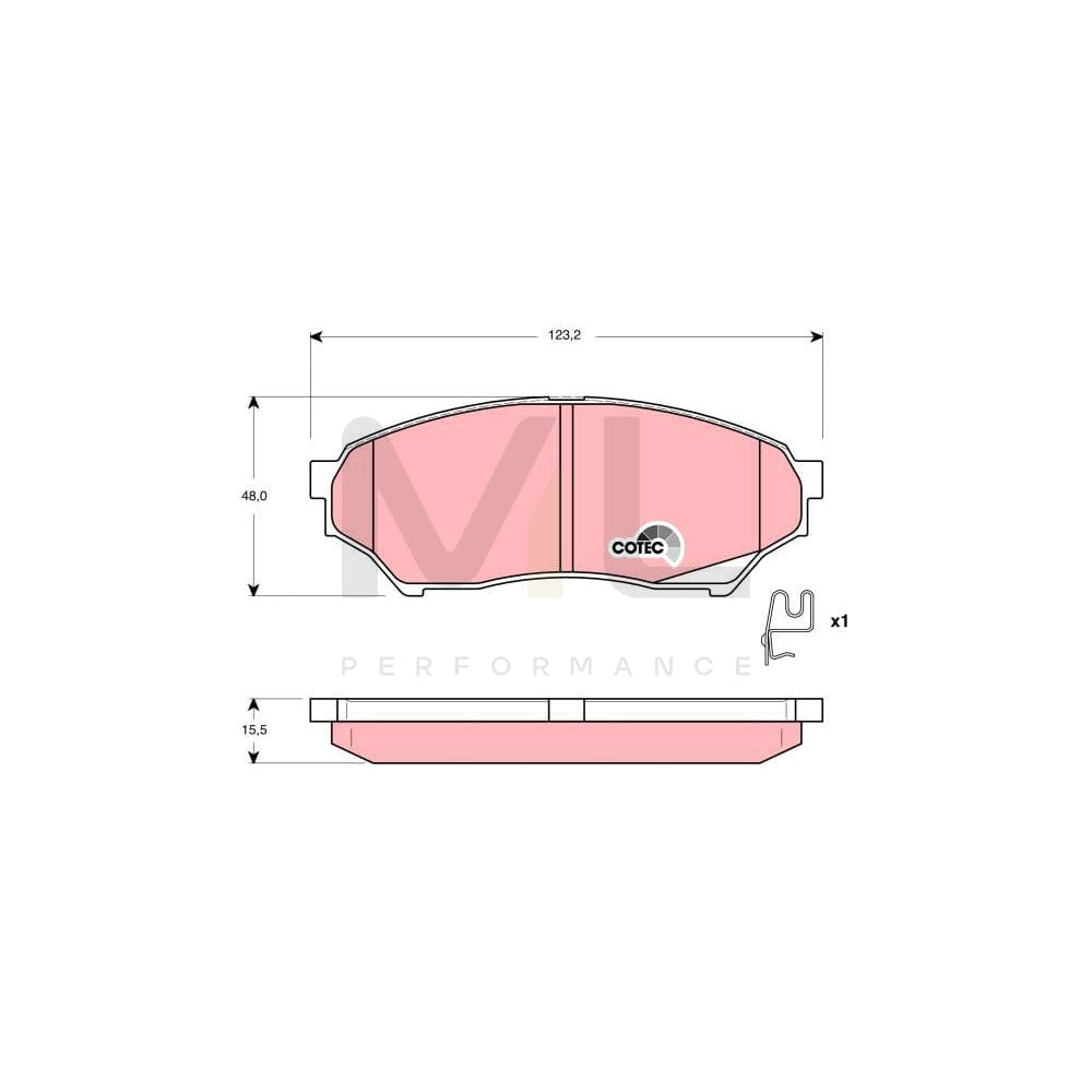 TRW Cotec Gdb3270 Brake Pad Set For Mitsubishi Shogun Pinin (V60) With Acoustic Wear Warning, With Accessories