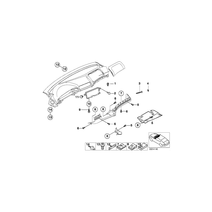 Genuine BMW 51458176523 E39 Dashboard Centering Support, Center (Inc. 525tds, 540iP & M5)