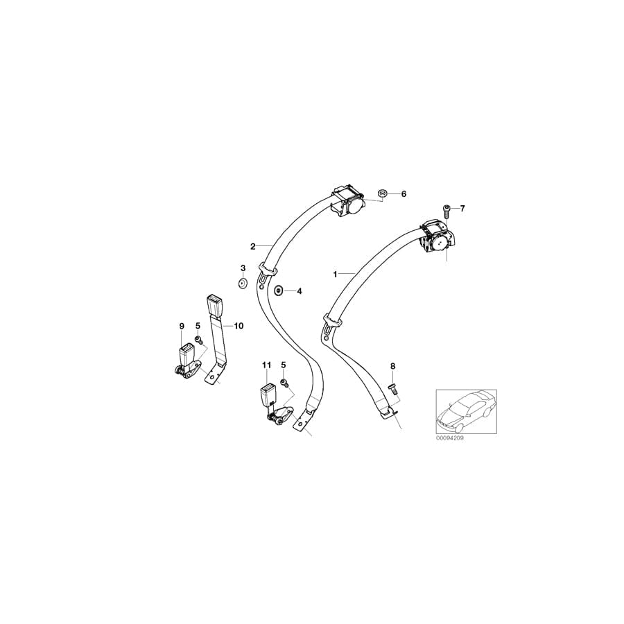 Genuine BMW 72117037845 E65 E66 Upper Belt Rear NATURBRAUN (Inc. 750Li, 745Li & 750i)