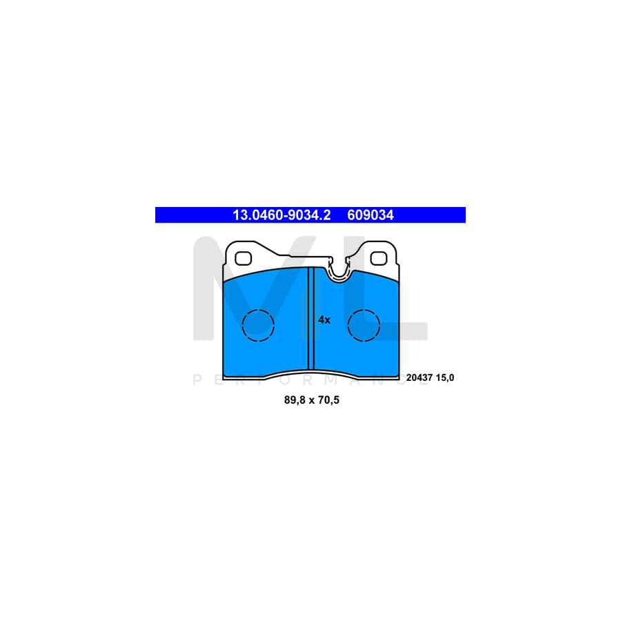 ATE 13.0460-9034.2 Brake pad set excl. wear warning contact, prepared for wear indicator
