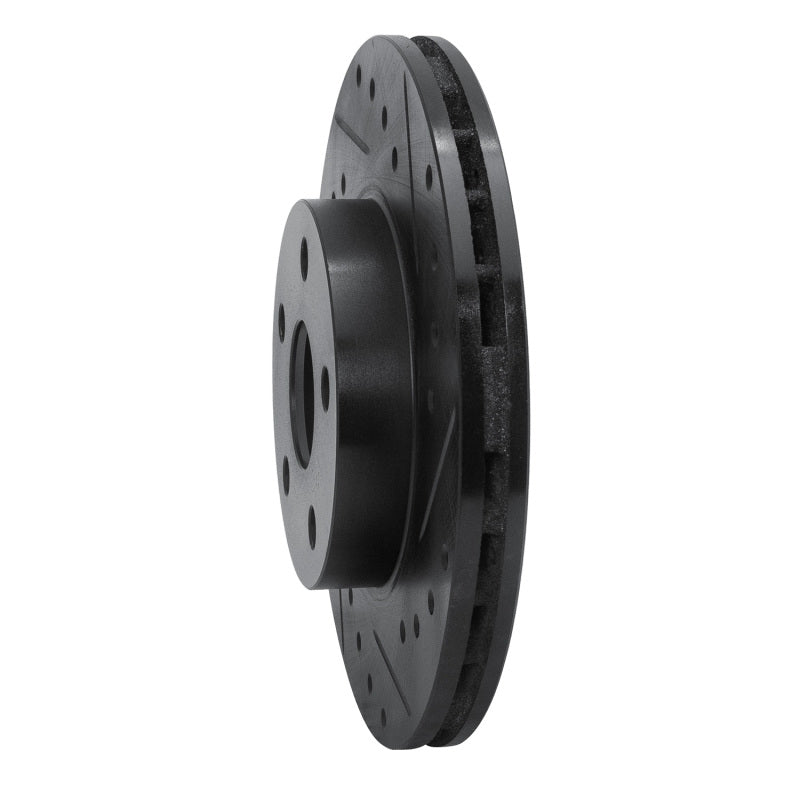 R1 Concepts R1 86-89 Toyota Celica Front Right Drilled & Slotted Black Brake Rotor