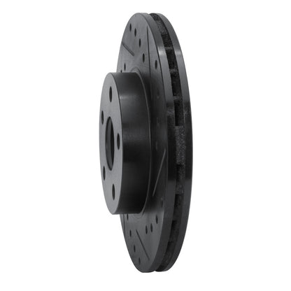 R1 Concepts R1 86-89 Toyota Celica Front Right Drilled & Slotted Black Brake Rotor