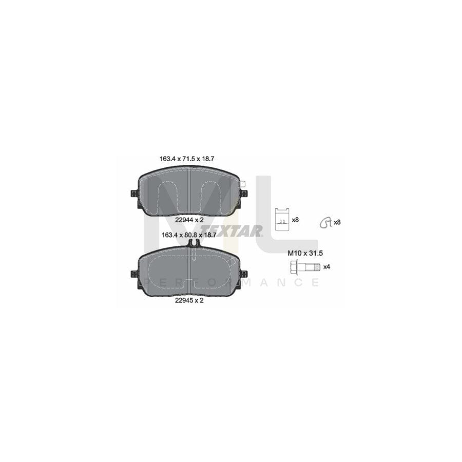 TEXTAR 2294401 Brake pad set incl. wear warning contact, with brake caliper screws, with accessories