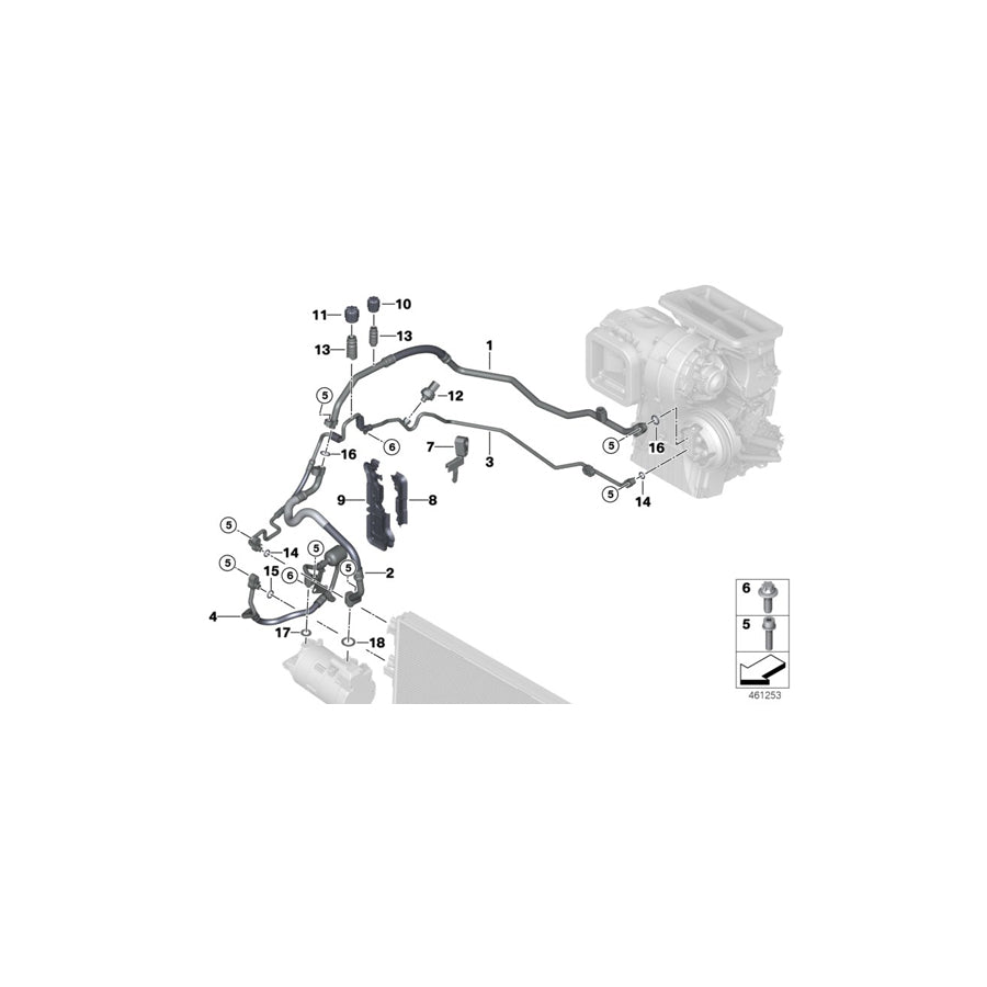 Genuine BMW 64506808605 F45 Pressure Hose,Condenser,Evaporator R1234YF (Inc. 225xe & Cooper SE ALL4)