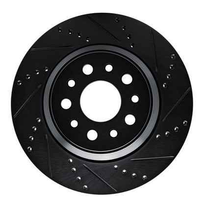 R1 Concepts R1 14-16 Maserati Ghibli Rear Right Drilled & Slotted Black Brake Rotor