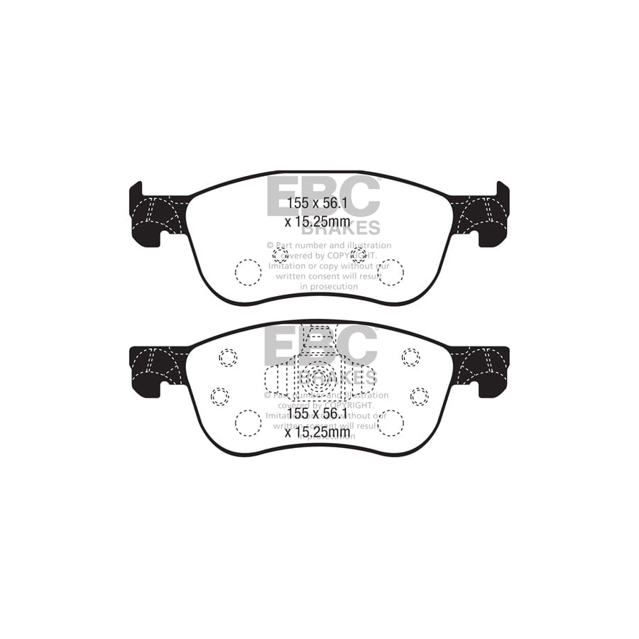 EBC PD08KF722 Ford Fiesta Yellowstuff Front Brake Pad & USR Disc Kit - ATE Caliper 2 | ML Performance UK Car Parts