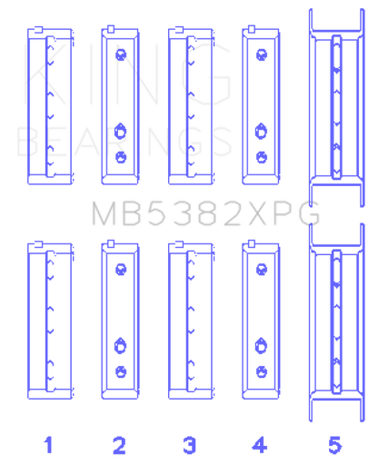 King Engine Bearings King Subaru EJ20/EJ22/EJ25 (Thrust in #5 Position) Tri-Metal Perf Main Bearing Set - Size +0.25mm