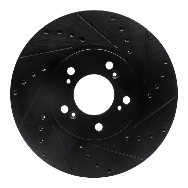 R1 Concepts R1 99-04 Acura RL Front Right Drilled & Slotted Black Brake Rotor