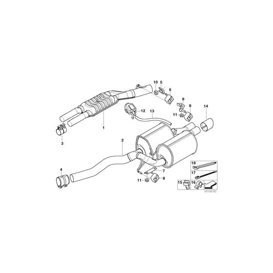 Genuine BMW 18307544264 E61 E60 Rear Muffler (Inc. 550i)
