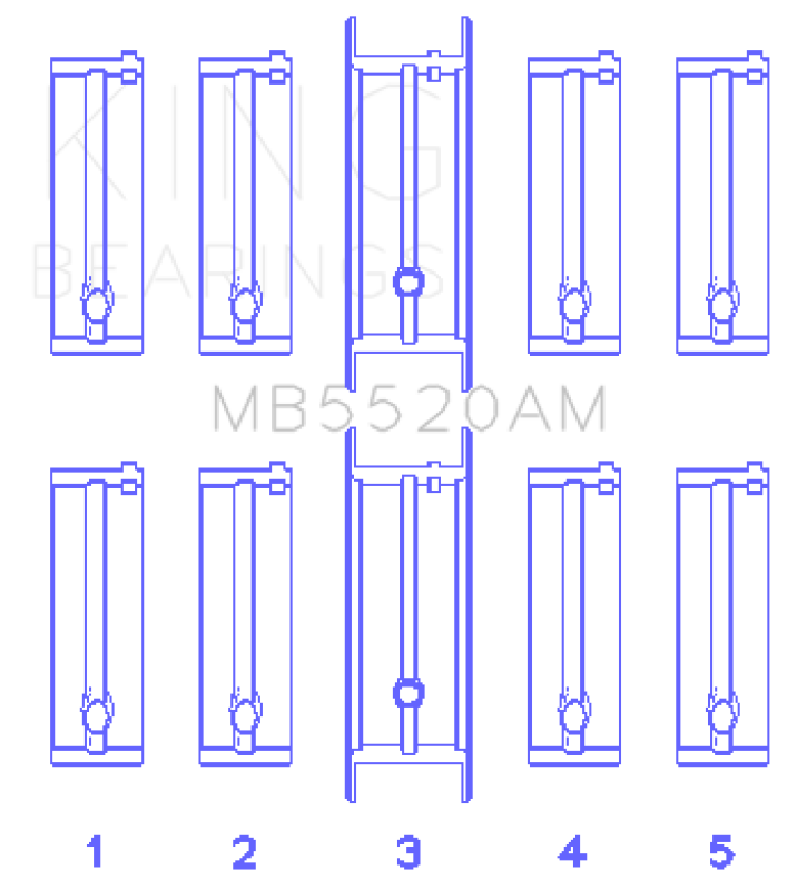King Engine Bearings Opel C20XE / X18XE / X22XE Main Bearing Set (Oversize 0.25)