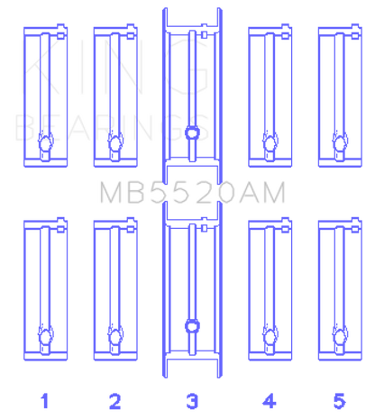 King Engine Bearings Opel C20XE / X18XE / X22XE Main Bearing Set (Oversize 0.25)