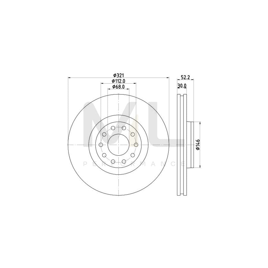 HELLA PRO High Carbon 8DD 355 128-661 Brake Disc for AUDI A6 Internally Vented, Coated, High-carbon, without wheel hub, without wheel studs | ML Performance Car Parts