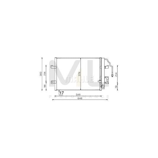 MAHLE ORIGINAL AC 348 000S Air conditioning condenser suitable for MERCEDES-BENZ A-Class (W168) without dryer | ML Performance Car Parts