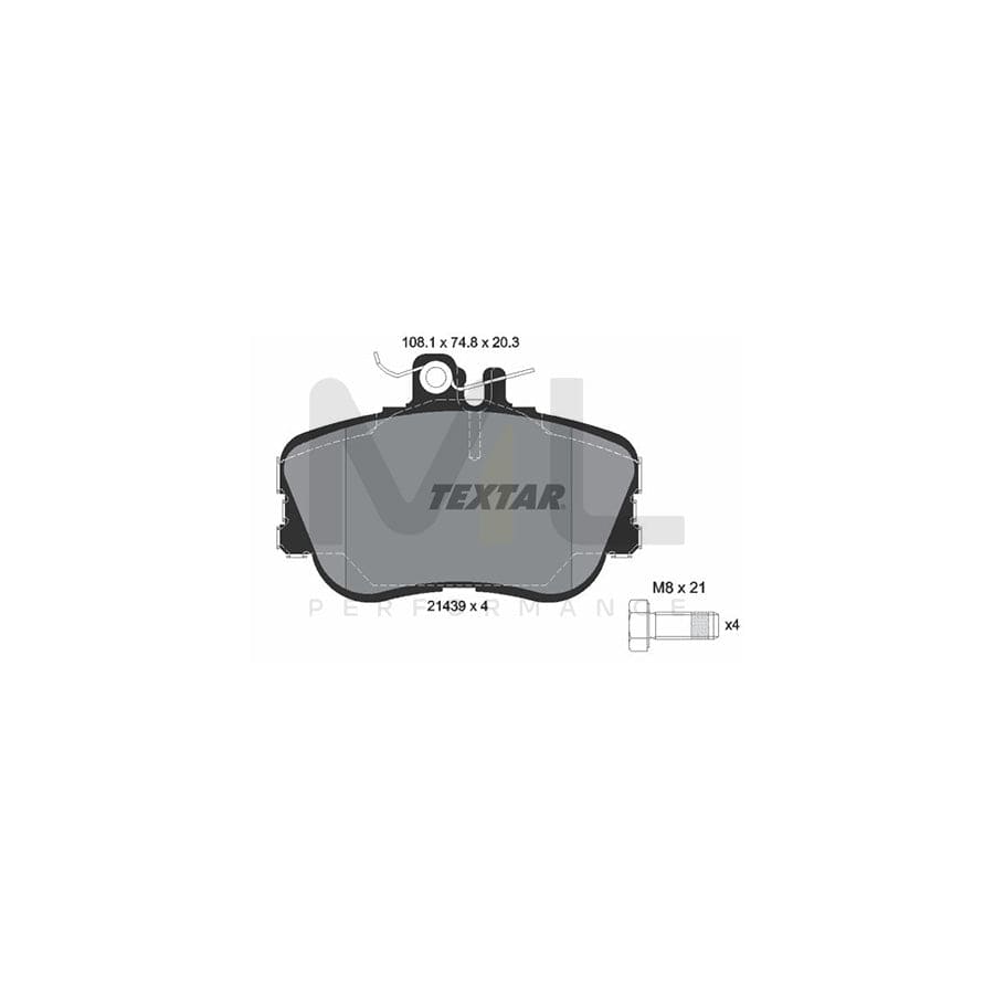 TEXTAR 2143905 Brake pad set suitable for MERCEDES-BENZ C-Class prepared for wear indicator, with brake caliper screws