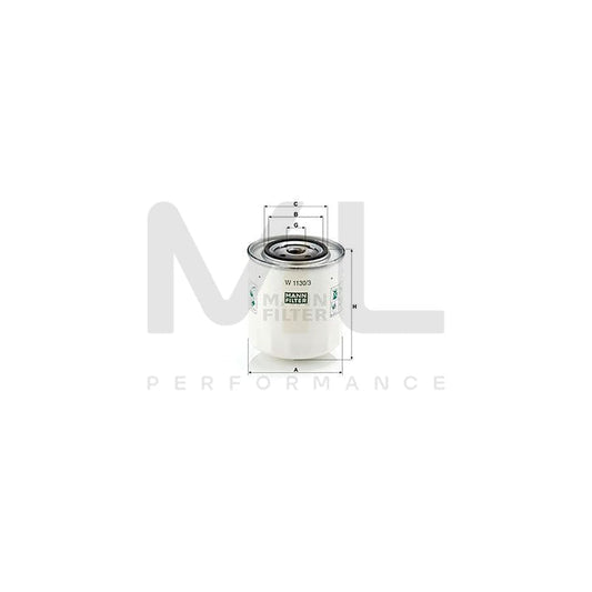 MANN-FILTER W 1130/3 Oil Filter Spin-on Filter, with one anti-return valve