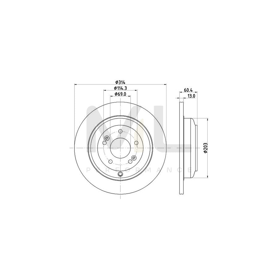 HELLA PRO 8DD 355 122-471 Brake Disc for HYUNDAI GENESIS Solid, Coated, without wheel hub, without wheel studs | ML Performance Car Parts