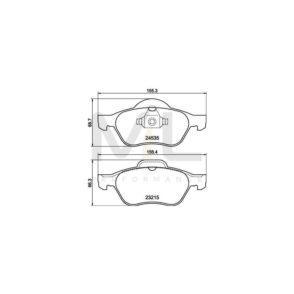 Hella 8DB 355 013-271 Brake Pad Set Not Prepared For Wear Indicator, With Accessories | ML Performance Car Parts