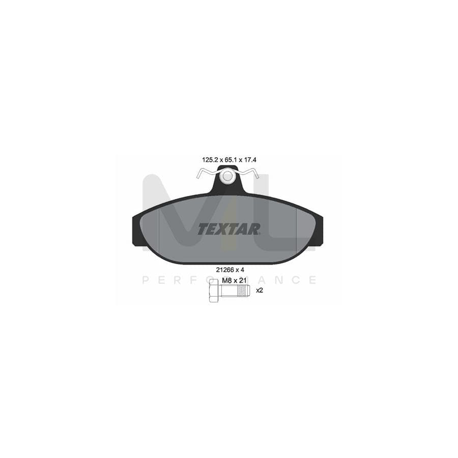TEXTAR 2126601 Brake pad set not prepared for wear indicator, with brake caliper screws