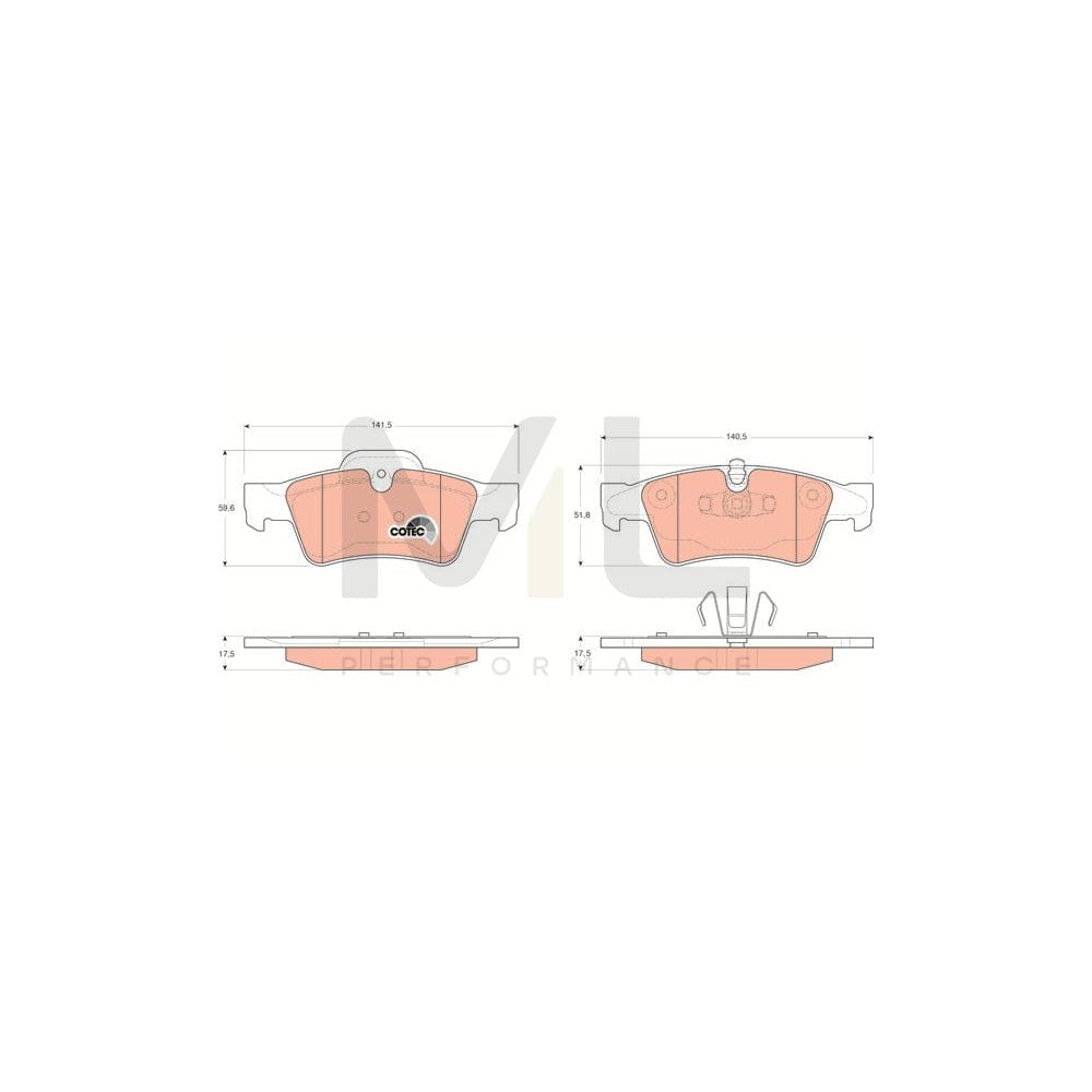 TRW Cotec Gdb1643 Brake Pad Set Prepared For Wear Indicator