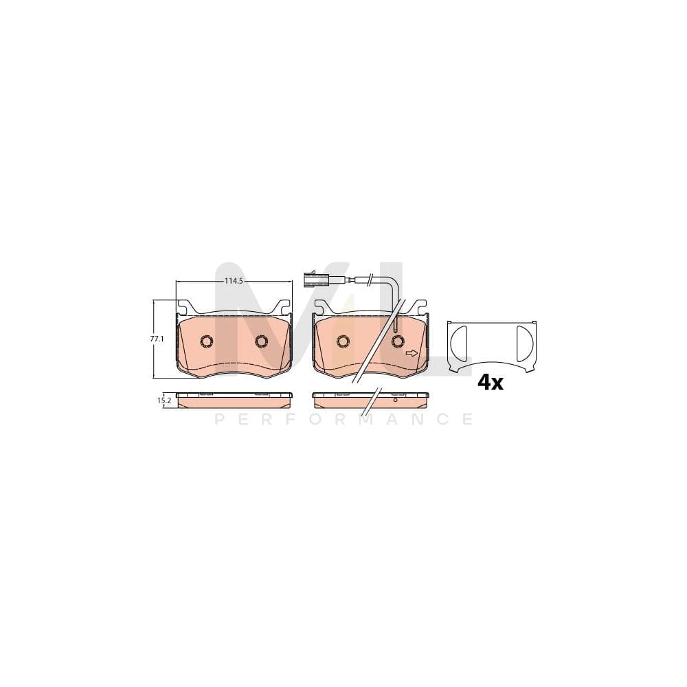 TRW Gdb2205 Brake Pad Set For Alfa Romeo Giulia Saloon (952) Incl. Wear Warning Contact