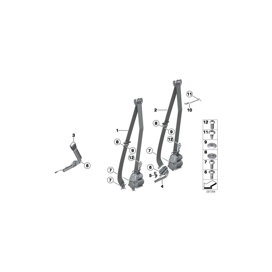 Genuine BMW 72117382392 F01 F02 Upper Belt, Front Right SCHWARZ (Inc. 740LdX, 750i & ALPINA B7LX)