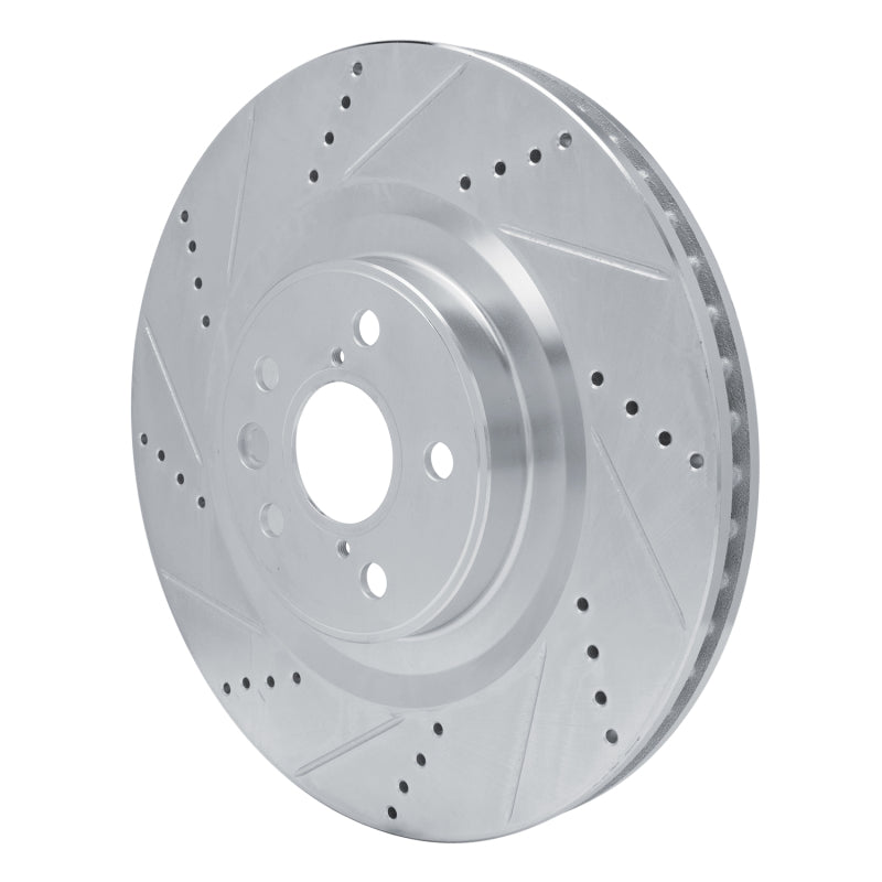R1 Concepts R1 13-25 Lexus RC300 Left Front Drilled & Slotted Silver Brake Rotor