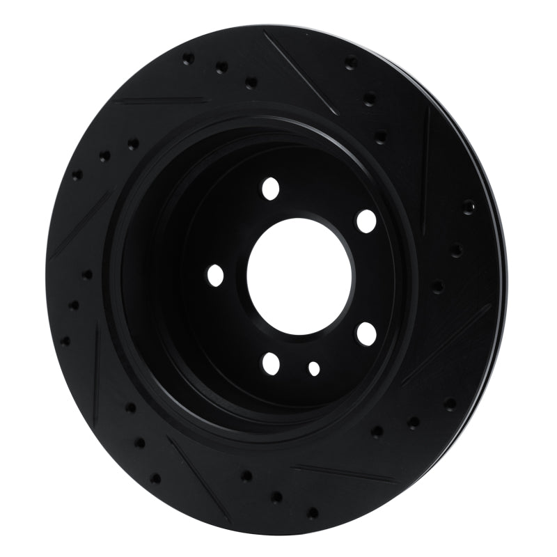 R1 Concepts R1 88-94 BMW 750IL Rear Left Drilled & Slotted Black Brake Rotor