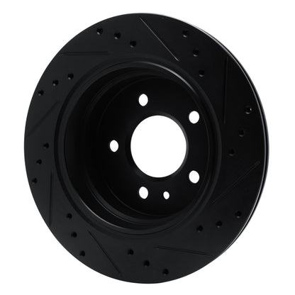 R1 Concepts R1 88-94 BMW 750IL Rear Left Drilled & Slotted Black Brake Rotor