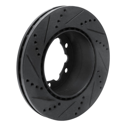 R1 Concepts R1 06-25 American Coach Patriot Rear Right Drilled & Slotted Black Brake Rotor