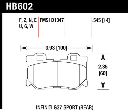 Hawk Performance Hawk 10-11 Infiniti FX50 / 09-10 G37 / 09-10 Nissan 370Z DTC-70 Race Rear Brake Pads