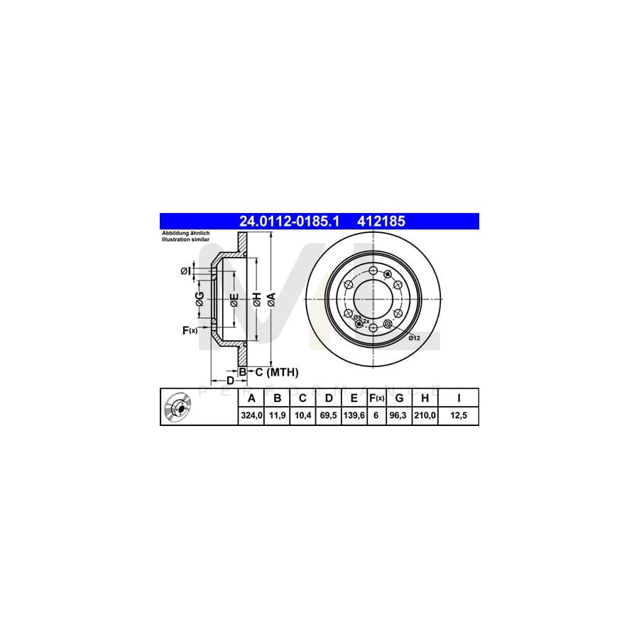 ATE 24.0112-0185.1 Brake Disc for KIA Sedona II (VQ) Solid  - 1 piece