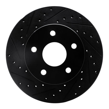 R1 Concepts R1 99-04 Jeep Grand Cherokee Front Left Drilled & Slotted Black Brake Rotor