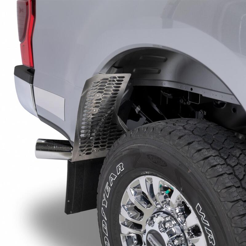 Putco 17-20 Ford SuperDuty - Set of 2 (Excl Dually Rear) Mud Skins - Polished SS w/ Hex Shield