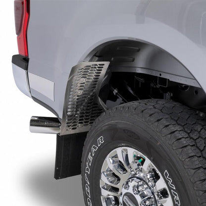 Putco 17-20 Ford SuperDuty - Set of 2 (Excl Dually Rear) Mud Skins - Polished SS w/ Hex Shield