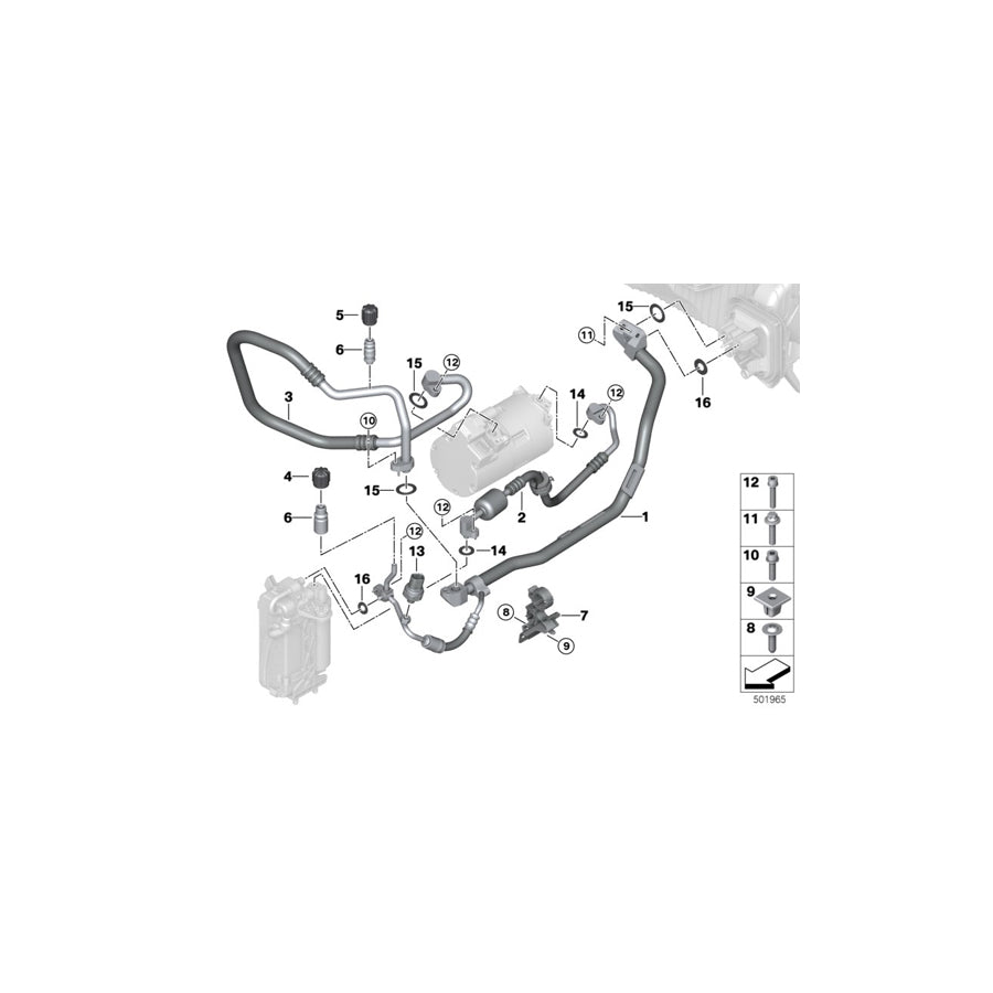 Genuine BMW 64539395455 G20 Suction Line, Dual-Pipe Compressor R1234YF (Inc. 330e)
