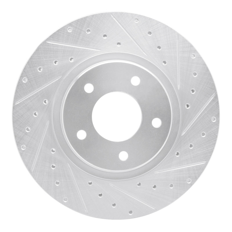R1 Concepts R1 98-06 Jaguar XJR Front Right Drilled & Slotted Silver Brake Rotor