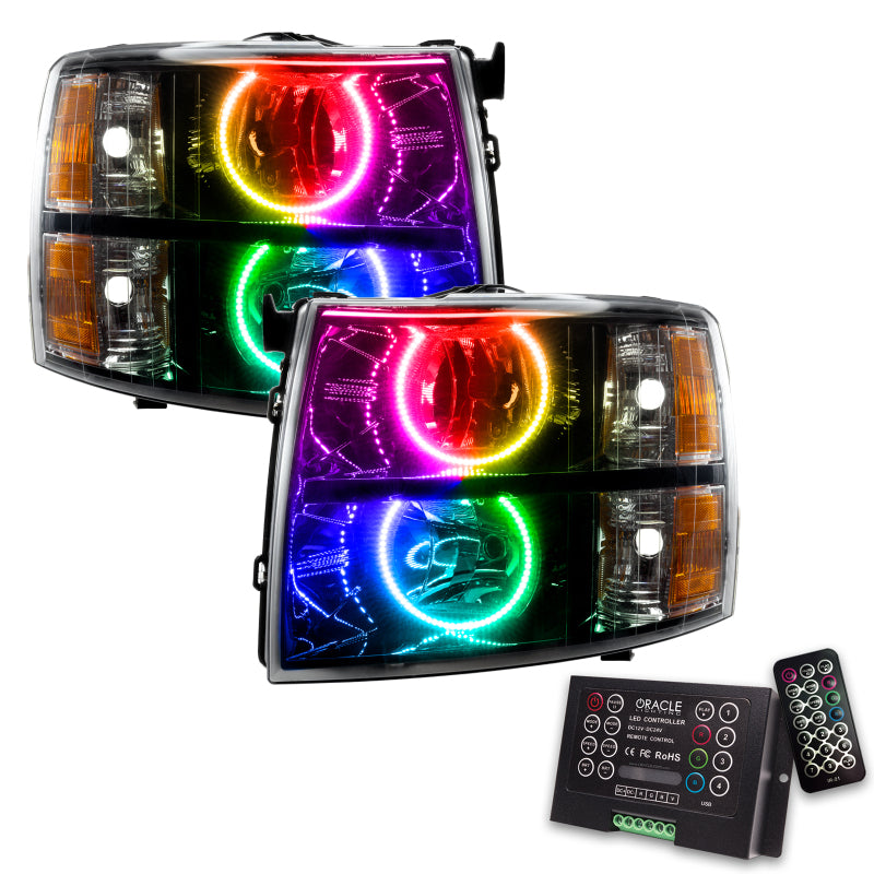 ORACLE Lighting Oracle 07-13 Chevy Silverado SMD HL - Blk - Round Style - ColorSHIFT w/ 2.0 Controller