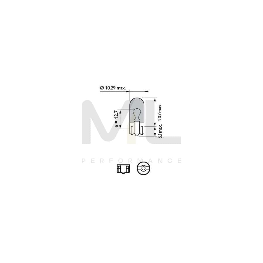 PHILIPS 12961WVUB2 Bulb, indicator 12V 5W, W5W, Wedge Base Lamp, W2,1x9,5d