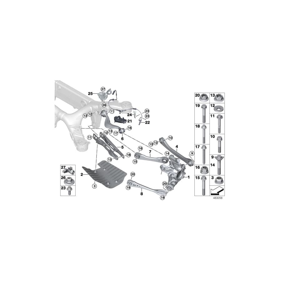 Genuine BMW 33306854118 G16 Carrier, Right (Inc. 840i, 840dX & M850iX)