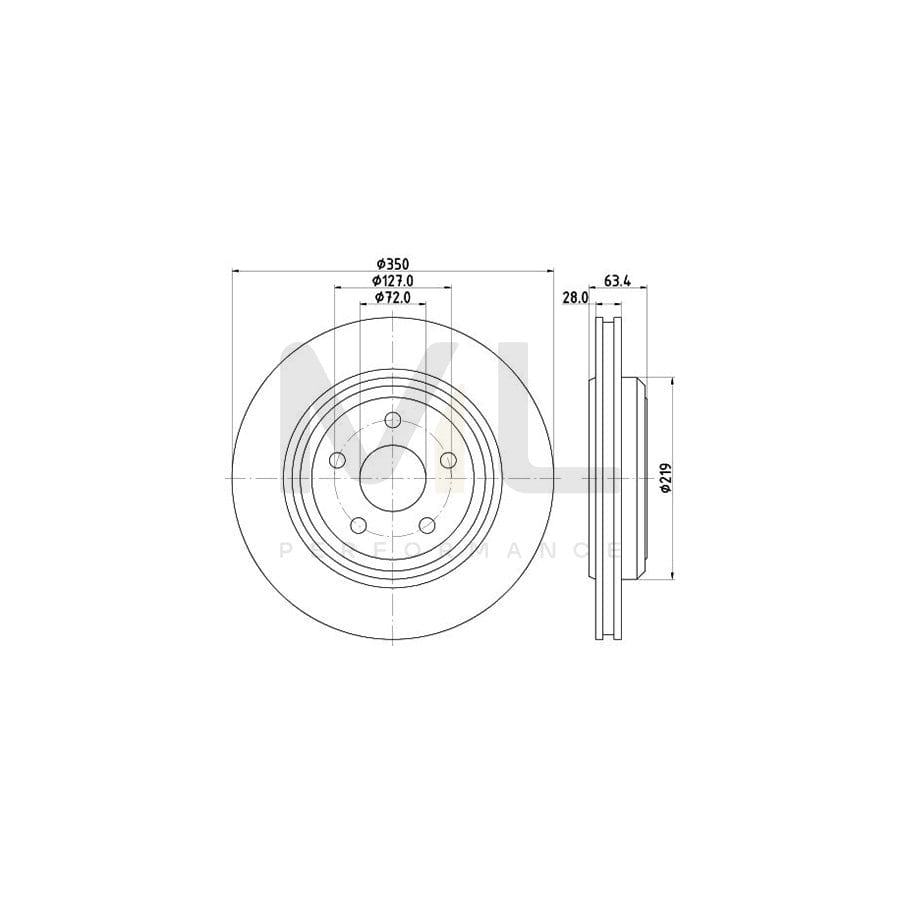 HELLA PRO 8DD 355 125-141 Brake Disc for JEEP Grand Cherokee IV (WK, WK2) Externally Vented, Coated, without wheel hub, without wheel studs | ML Performance Car Parts