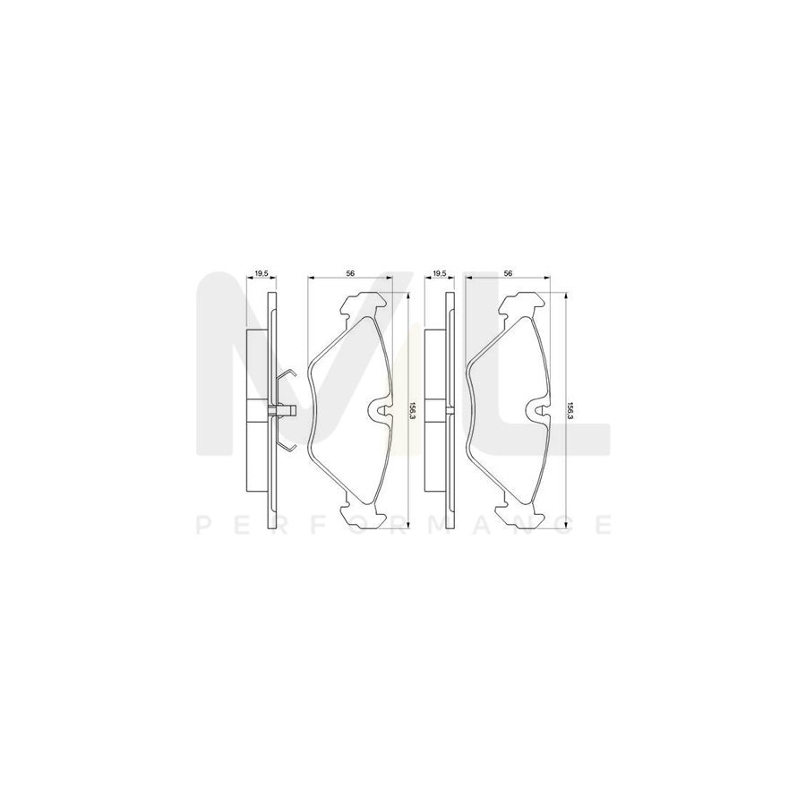 Bosch 0986461766 Brake Pad Set For Saab 9000 With Piston Clip BP614 | ML Performance Car Parts